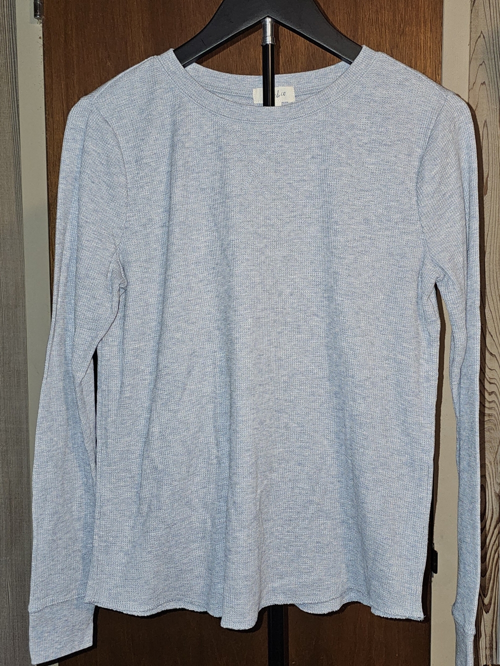 Karen Scott Light Blue Long-Sleeve Ribbed Petite Top